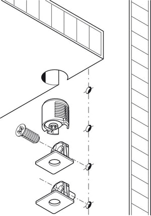 Häfele 263.64.554 Tab V Boss Insert, Plastic, With tightening element, For wood thickness: From 19 mm