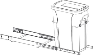 Häfele 503.13.744 KV - Waste Bin Pull-Out, Bottom Mount, Single, Ball Bearing Slide with Overtravel and Soft-Close, White, 50 qt.