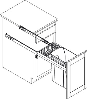 Häfele 503.11.735 KV - Waste Bin Pull-Out, Wood Frame, Side Mount, Single, Depth: 23 3/16", White, capacity: 35 qt.