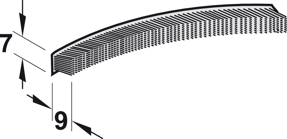 Häfele 403.54.513 Brush Seal, Slido R-Aluflex 80A, Self-Adhesive , Artificial hair, gray, length: 175 m (574' 1 3/4")