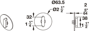 Häfele 911.26.940 BL100 Privacy Lock, for Sliding Barn Door, Round trim, T1 thumb-turn, matte stainless steel, 2 1/4" lock backset