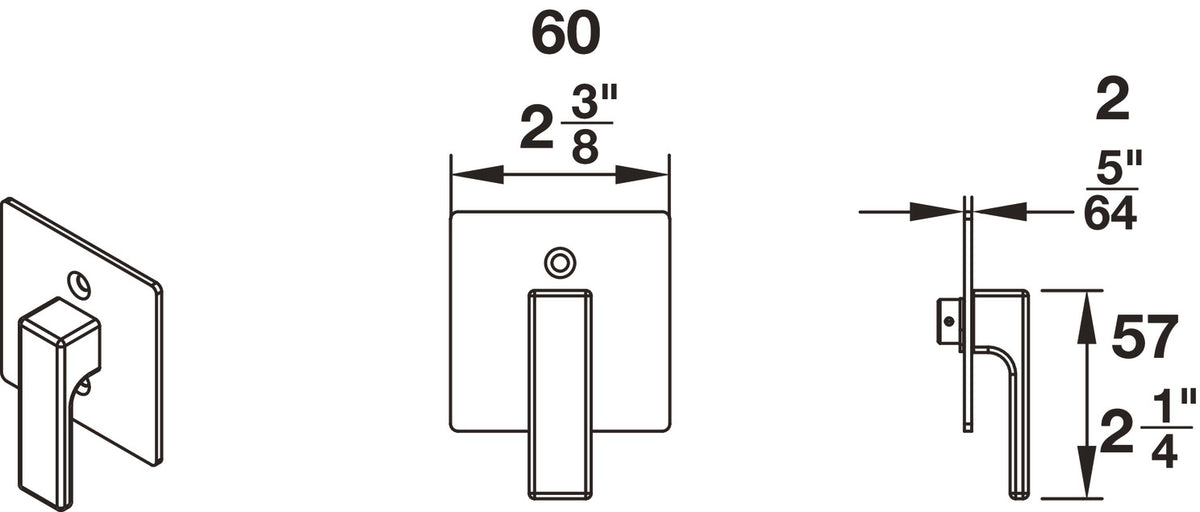 Häfele 911.26.940 BL100 Privacy Lock, for Sliding Barn Door, Round trim, T1 thumb-turn, matte stainless steel, 2 1/4" lock backset