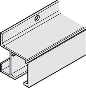 Häfele 940.43.692 Single running track, Pre-drilled, W x H: 47.5 x 47 mm (1 7/8" x 1 7/8"), For Slido D-Line11, Length: 2,000 mm (78 3/4"), aluminum, silver colored anodized