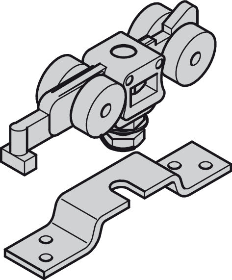 Häfele 940.42.013 Running Gear, 4 Rollers, Without Soft and Self Closing Mechanism, For Slido D-Line12, Suitable for Version A, B