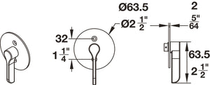 Häfele 911.26.940 BL100 Privacy Lock, for Sliding Barn Door, Round trim, T1 thumb-turn, matte stainless steel, 2 1/4" lock backset