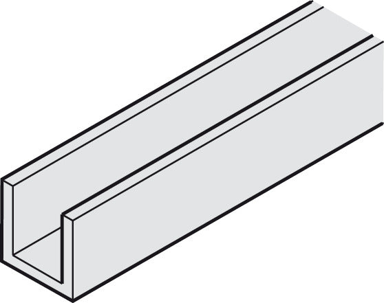 Häfele 941.00.925 Lower Guide Channel, Pre-drilled, for Hawa Telescopic, Junior, folding wall, Length: 2.5 m (8' 2 7/16")