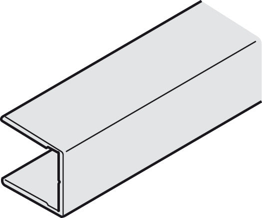 Häfele 941.12.402 Wall Profile, 15 x 14 mm (5/8" x 9/16"), For Hawa Porta 100 GWF, Length: 2.5 m (8’ 2 7/16”), black anodized