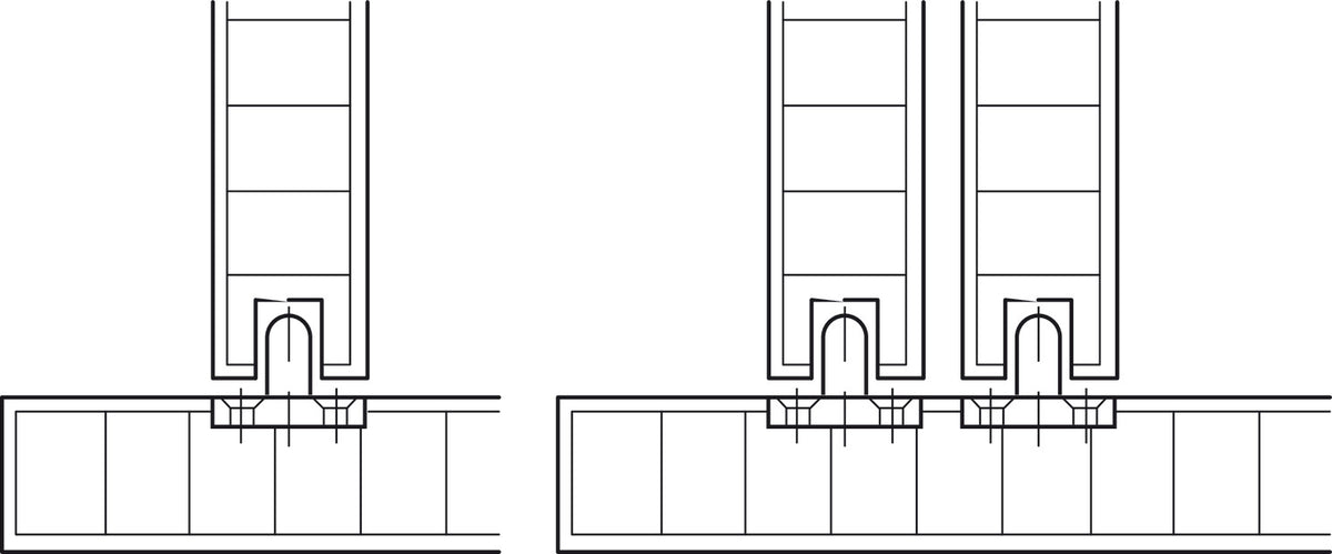 Häfele 407.01.942 Lower Guide, For One Door, For sliding door fitting for small wooden doors, Infront, for door weights up to 14/28 kg