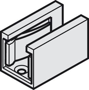 Häfele 940.40.032 Single Lower Guide, Zero clearance, for glass thickness 8, 10, 12 (12.7) mm (5/16", 3/8", 1/2"), for Hawa Junior, steel, chrome plated matte