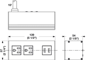 Häfele 822.09.370 Angled Power and Data Module, Dock 2110, with 2 Outlets, Surface Mount, Black
