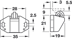 Häfele 243.15.700 Roller Catch, Screw-Mounted, White