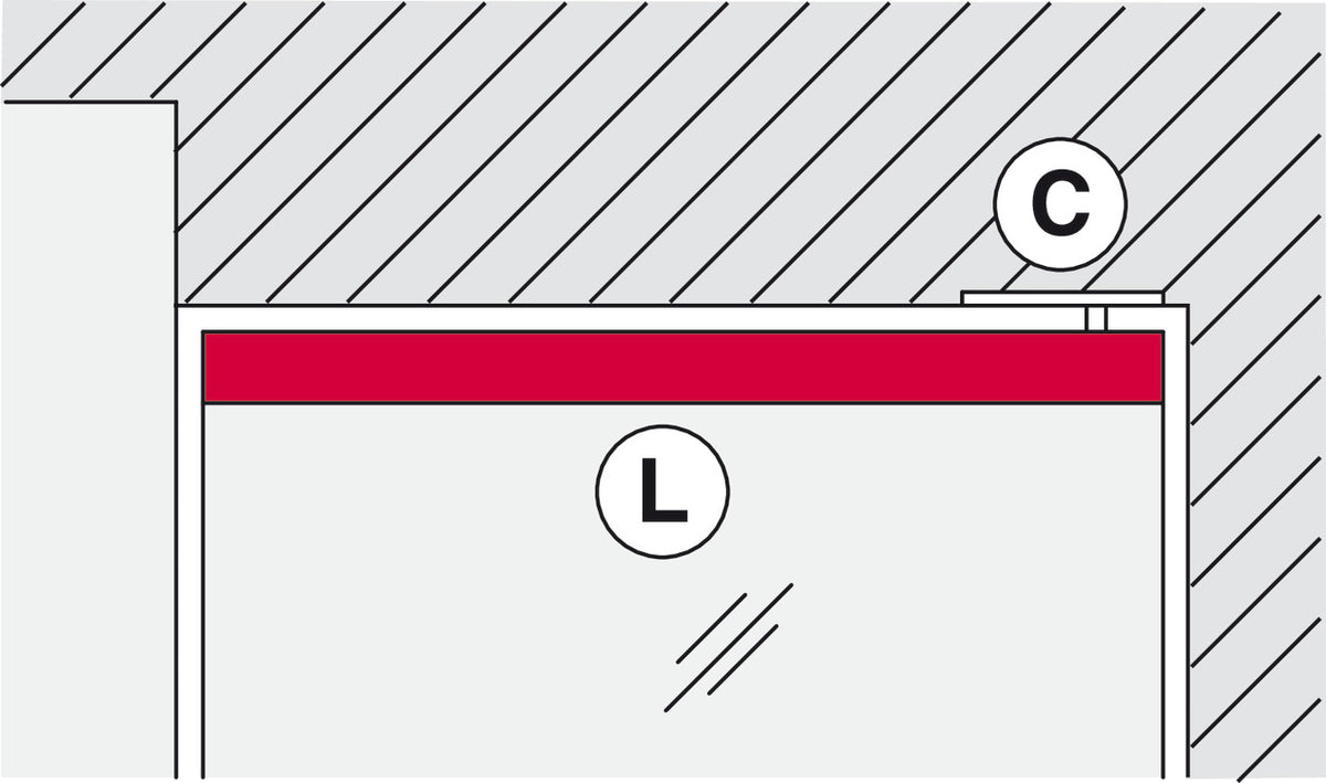 Häfele 981.00.252 Top Door Rail, Ⓛ, For tempered glass doors, Matte