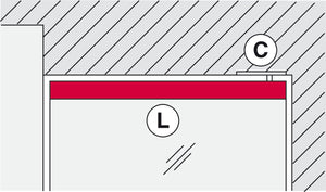 Häfele 981.00.252 Top Door Rail, Ⓛ, For tempered glass doors, Matte