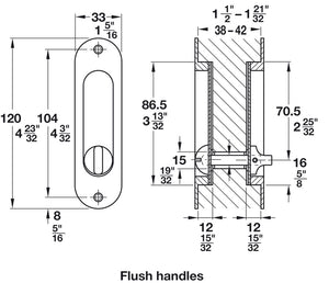 Häfele 911.26.084 Mortise Locks, Oval, Backset A= 50 mm (1 31/32"), Forend width 16 mm, for residential areas, for wooden sliding doors, Matt Nickel