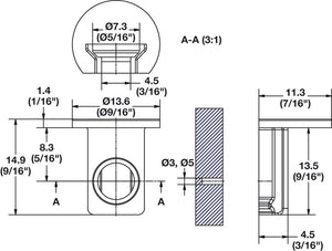 Häfele 263.77.752 Shelf Support, MAORI Shelf Connector, Material thickness: 19 mm, nickel finish
