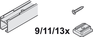 Häfele 941.00.622 Track set, Hawa Porta Pocket, with running track, pre-drilled, aluminum, silver colored anodized, Length: 2,000 mm (78 3/4")