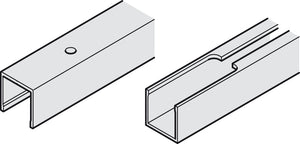 Häfele 941.00.251 Running track, with recess for installation opening, pre-drilled, W x H: 30 x 31 mm (1 1/4" x 1 5/16"), for Hawa Porta, Length: 2,500 mm (98 7/16"), aluminum, silver colored anodized