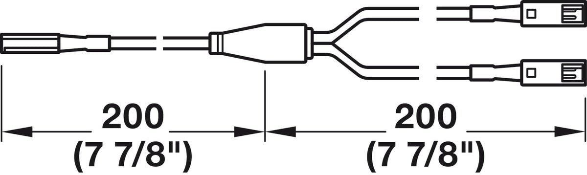 Häfele 833.95.874 Y Distributor, Häfele Lighting 2-way, Monochrome, 12V, 1 male, 2 female, Length: 400 mm (15 3/4"), Max 60W