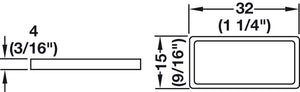 Häfele 650.24.372 QuickClick Glide, rectangular, for press fitting, For soft floors, dimensions (L x W): 32 x 15 mm