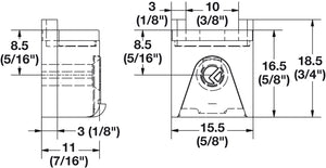 Häfele 284.04.641 Shelf Support, Clamp Design, for Glass Shelves, KUBIC, Pin mounting, nickel finish