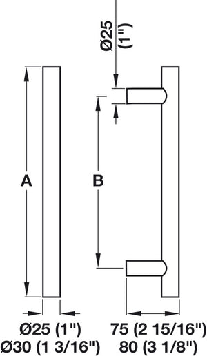 Häfele 903.00.403 Pull Handle, Stainless Steel, 25 x 300 mm (1" x 11 13/16")
