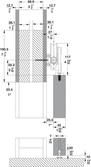 Häfele 941.32.029 Barn Door Hardware, with Top-Mounted Hanger, BD500, Length: 2 m (6' 6 3/4")