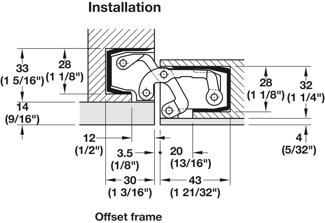Häfele 924.19.022 TECTUS - Concealed Hinge, TE 541 3D FVZ, concealed, 3D adjustable, size 185 mm, satin chrome