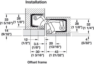 Häfele 924.19.022 TECTUS - Concealed Hinge, TE 541 3D FVZ, concealed, 3D adjustable, size 185 mm, satin chrome