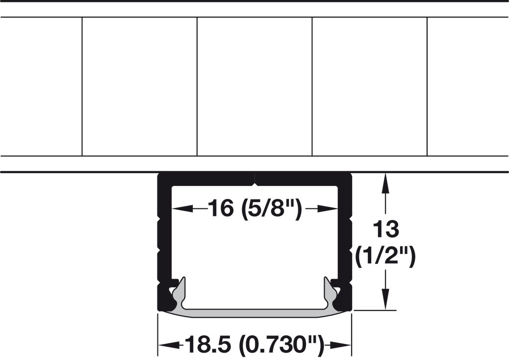 Häfele 833.88.703 Häfele Lighting - Surface Mounted Light Bars, Profile 2191 with LED 2068, 12V, With Linkable Cable, Length: 381 mm (15"), 3000K warm white