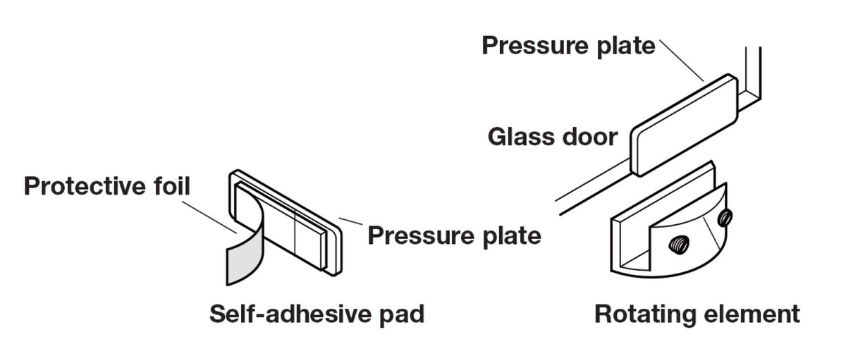 Häfele 361.49.603 Glass Door Hinge, Opening angle 95°, inset mounting, Door mounting without glass drilling, Matte nickel