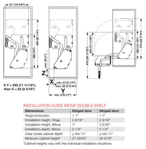 Häfele 504.69.713 iMOVE Pull Down Unit, for Face Frame, with Shim, 24" cabinet width, silver/white, single shelf