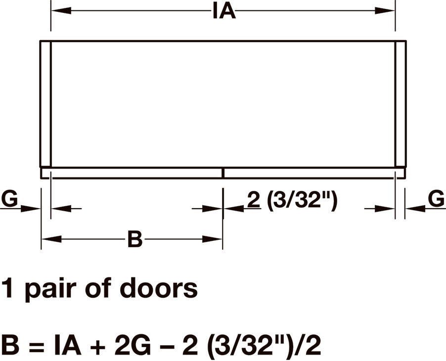 Häfele 409.36.032 Sliding door fitting, Slido F-Fold 61 25A/50A Set, for wooden/aluminum folding sliding doors, With standard center hinge without cover cap, left, door weight 55 lbs.