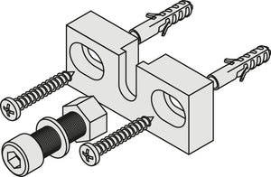 Häfele 940.64.421 Wall Mounted Brackets with Mounting Material, for Runway, 2 pc set