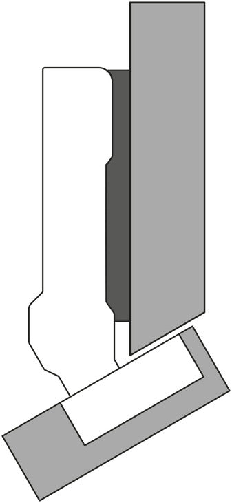 Häfele 348.37.530 Grass - Concealed Blind Corner Hinge, Tiomos, 110° Opening Angle, Inset Mounting, for blind corner applications (inset), Self-close, impresso, model F034139398223