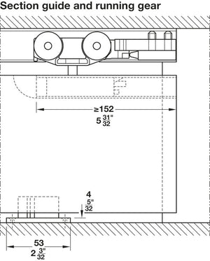 Häfele 940.44.004 Sliding Door Hardware, Slido D-Line11 50I / 80I / 120I, set without running track, for 1-leaf and 2-leaf wooden sliding doors, ceiling installation and wall mounting, door height adjustable, without soft and self closing mechanism, Door 