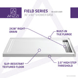 ANZZI SB-AZ012WR Field Series 60 in. x 36 in. Shower Base in White