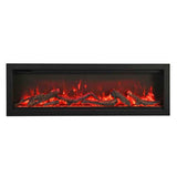 Amantii SYM-42 Symmetry Smart Electric  42" Indoor / Outdoor WiFi Enabled Built In Fireplace, Featuring a MultiFunction Remote Control , Multi Speed Flame Motor and a 10 piece Birch Log Set