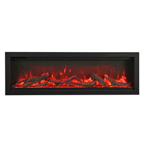 Amantii SYM-42 Symmetry Smart Electric  42" Indoor / Outdoor WiFi Enabled Built In Fireplace, Featuring a MultiFunction Remote Control , Multi Speed Flame Motor and a 10 piece Birch Log Set