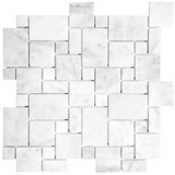 Anatolia Tile Bianco Venatino Mini Versailles Honed Marble Natural Stone Mosaics. 1 Sheet = 1 Sq. Ft. 5001-0026-0 (76-171) Bianco Venatino Mini Versailles Honed - premium natural stone mosaic tile from Anatolia Tile, available at PoshHaus showroom in Keene, NH