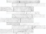 Anatolia Tile Bianco Venatino Random Strip Polished Marble Stone Mosaics. 1 Sheet = 1 Sq. Ft. 5001-0029-0 (76-262) Bianco Venatino Random Strip Polished - premium natural stone mosaic tile from Anatolia Tile, available at PoshHaus showroom in Keene, NH