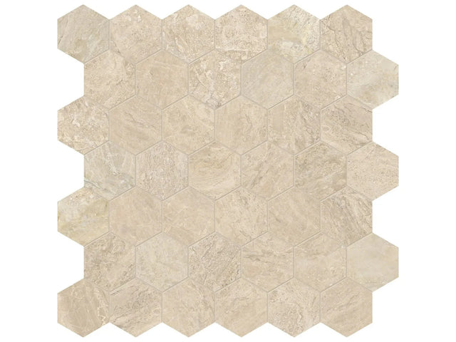 Anatolia Tile 2" Hex Impero Reale Honed Marble Mosaic 5001-0291-0 * 1 Sheet = .99 Sqft * Impero Reale Hexagon 2" Honed - premium natural stone mosaic tile from Anatolia Tile, available at PoshHaus showroom in Keene, NH