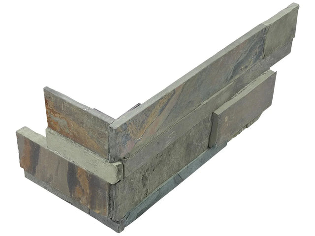 Anatolia Tile 6X18 Assembled Corner Ledger Stone Indian Coast Split Face Slate Trim 76-378  - premium natural stone mosaic tile from Anatolia Tile, available at PoshHaus showroom in Keene, NH