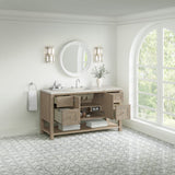 Breckenridge 60" Single Vanity, Whitewashed Oak, w/ 3 CM Victorian Silver Silestone Top w/ FreePower Wireless Charger