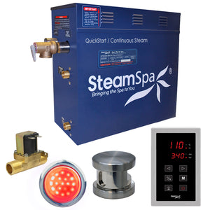 SteamSpa Indulgence 7.5 KW QuickStart Acu-Steam Bath Generator Package with Built-in Auto Drain in Brushed Nickel INT750BN-A