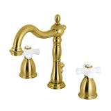 Kingston Brass KB1977PX Heritage Widespread Bathroom Faucet with Brass Pop-Up, Brushed Brass