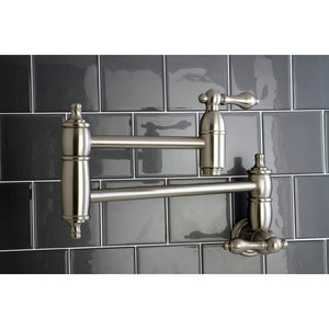Kingston Brass KS3108AL Restoration Wall Mount Pot Filler Kitchen Faucet, Brushed Nickel