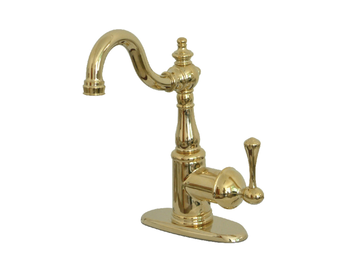 Kingston Brass KS7492BL English Vintage Bar Faucet with Deck Plate, Polished Brass