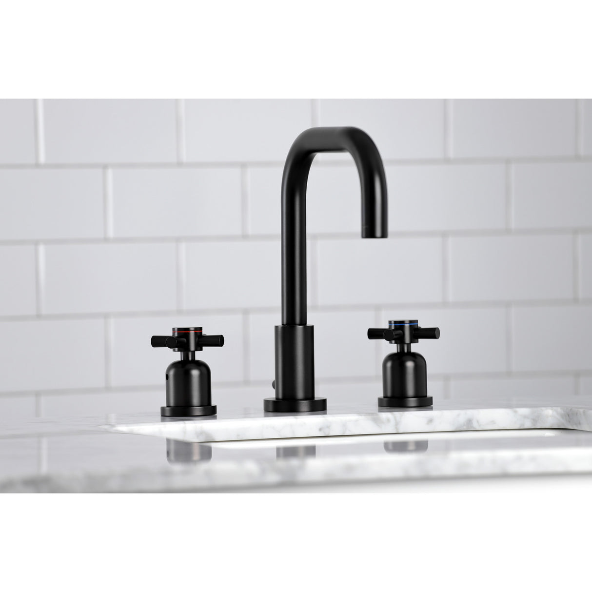 Kingston Brass FSC8930DX Concord Widespread Bathroom Faucet with Brass Pop-Up, Matte Black