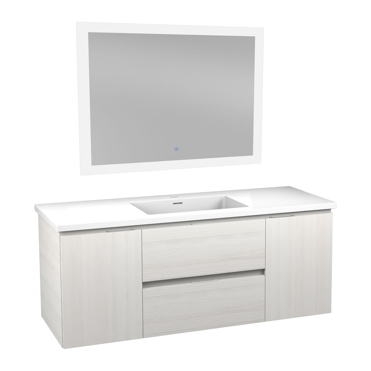 ANZZI VT-MRCT48-WH 48 in W x 20 in H x 18 in D Bath Vanity in Rich White with Cultured Marble Vanity Top in White with White Basin & Mirror