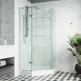 VIGO Verona 40.25 W x 70.375 H Frameless Hinged Shower Enclosure in Chrome with shower base and handle VG6061CHCL40W